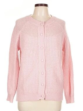 Fate Pale Pink Ribbed Button Cardigan